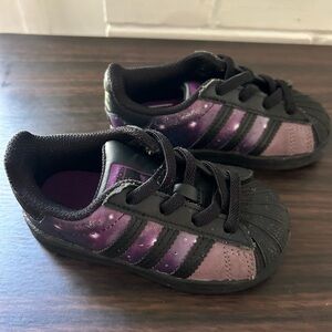 Adidas Kids Black and Purple Galaxy Sneakers